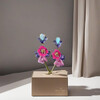 GOLD-TONE MIXED STONE FLOWER STATEMENT EARRINGS
