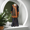 PAKISTANI ORANGE BLUE & GOLDEN GAGHRA