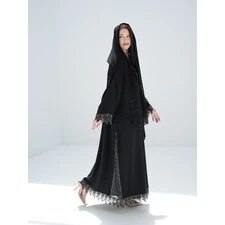 DUBAI ABAYA BLACK EMBROIDERY