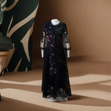 PAKISTANI BLACK EMBROIDERY NET DRESS