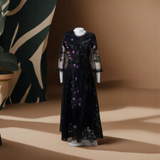 PAKISTANI BLACK EMBROIDERY NET DRESS