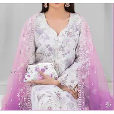 ORGANZA FLORAL PARTY WEAR WITH CLUTCH