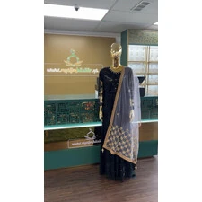 DUPATTA NET W GOLD MIRROR