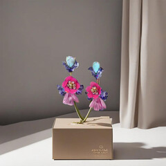 GOLD-TONE MIXED STONE FLOWER STATEMENT EARRINGS