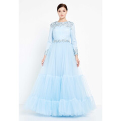 TK LONG SLEEVE MAXI TULLE GOWN