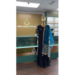 DUPATTA NET W GOLD MIRROR