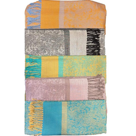 PASHMINA SOFT SILKY TWO TONE REVERSIBLE SHAWL WRAP SCARF
