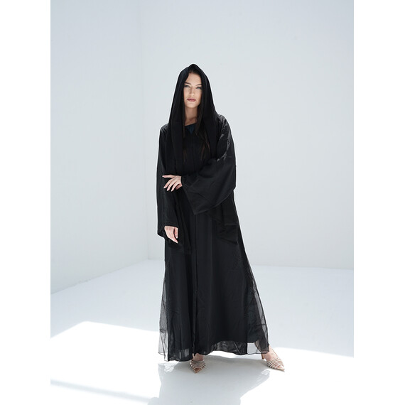 DUBAI BLACK ABAYA SIDE WORK
