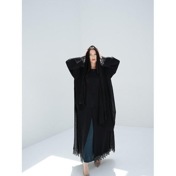 DUBAI ABAYA BLACK EMBROIDERY