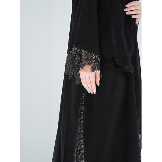 DUBAI ABAYA BLACK EMBROIDERY