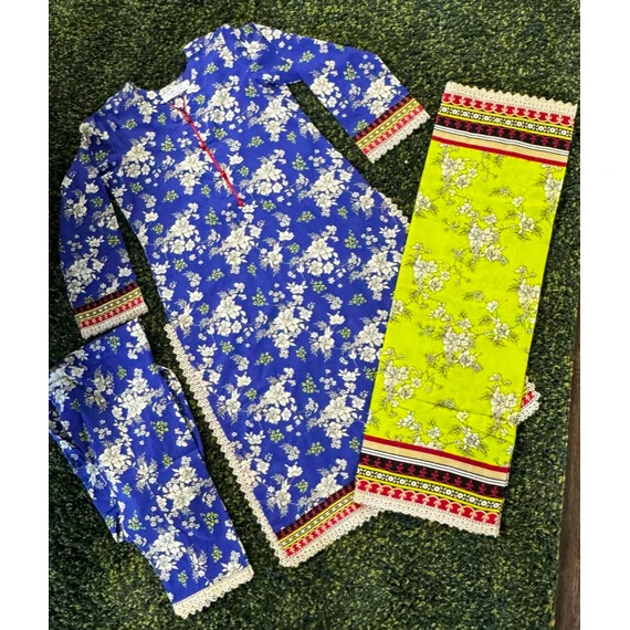 3 PCS PRINTED LAWN SUIT