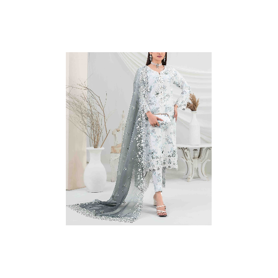 ORGANZA FLORAL PARTY WEAR WITH CLUTCH