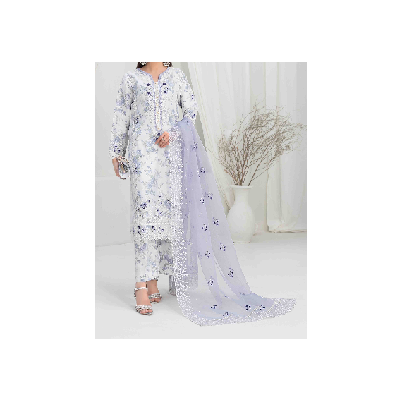 ORGANZA FLORAL PARTY WEAR WITH CLUTCH