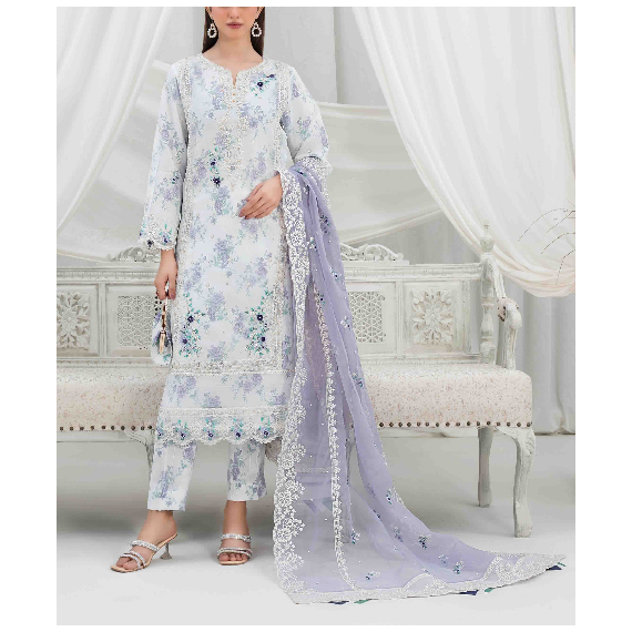 ORGANZA FLORAL PARTY WEAR WITH CLUTCH