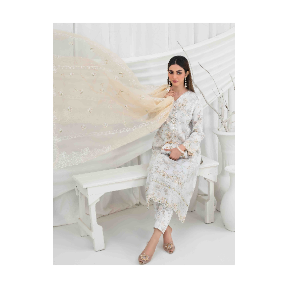ORGANZA FLORAL PARTY WEAR WITH CLUTCH