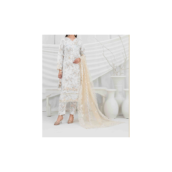 ORGANZA FLORAL PARTY WEAR WITH CLUTCH