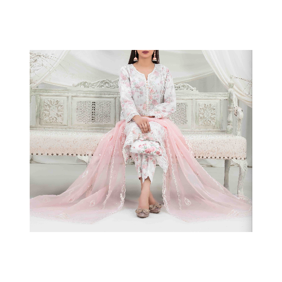ORGANZA FLORAL PARTY WEAR WITH CLUTCH