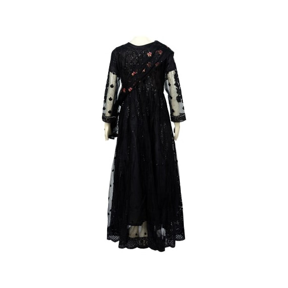 PAKISTANI BLACK EMBROIDERY NET DRESS