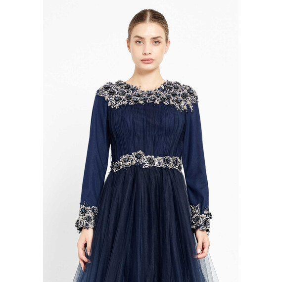 TK LONG SLEEVE MAXI TULLE GOWN