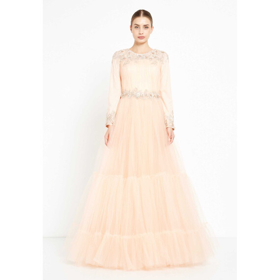TK LONG SLEEVE MAXI TULLE GOWN
