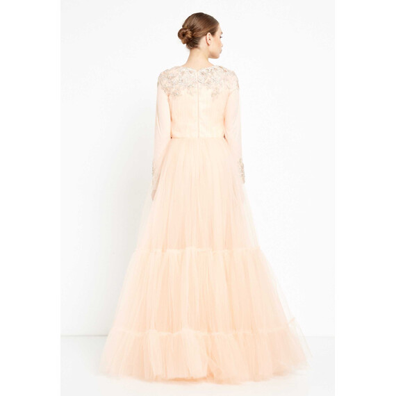 TK LONG SLEEVE MAXI TULLE GOWN