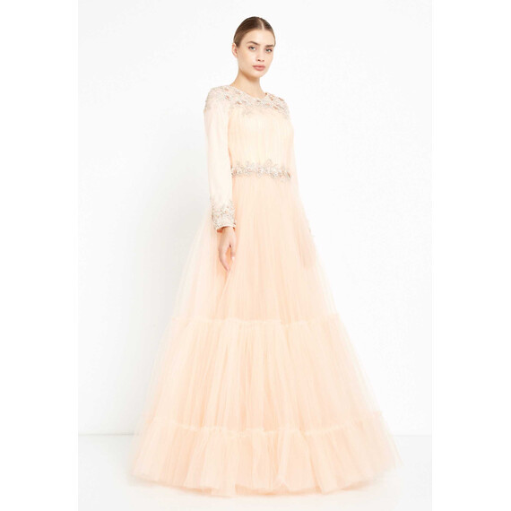 TK LONG SLEEVE MAXI TULLE GOWN