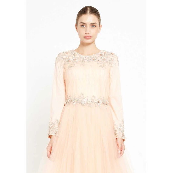 TK LONG SLEEVE MAXI TULLE GOWN