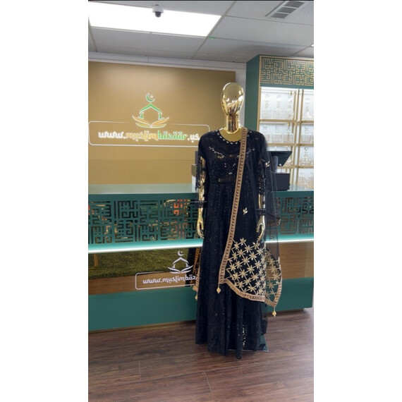 DUPATTA NET W GOLD MIRROR