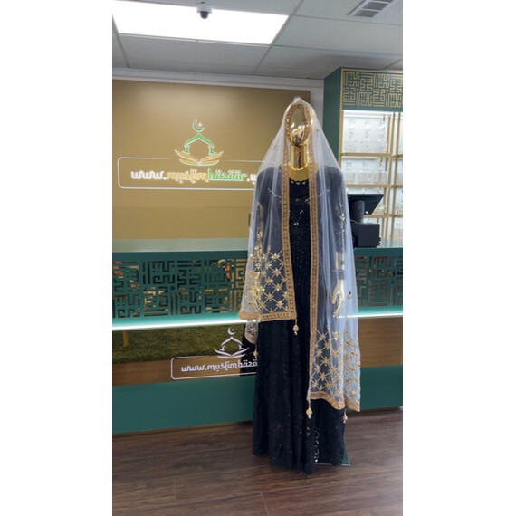 DUPATTA NET W GOLD MIRROR