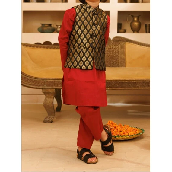 BOYS KAMEEZ PAJAMA W VEST