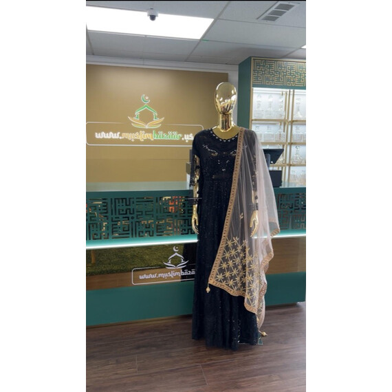 DUPATTA NET W GOLD MIRROR
