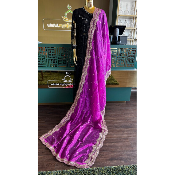 DUPATTA RAW SILK W GOLD EMBROIDERY