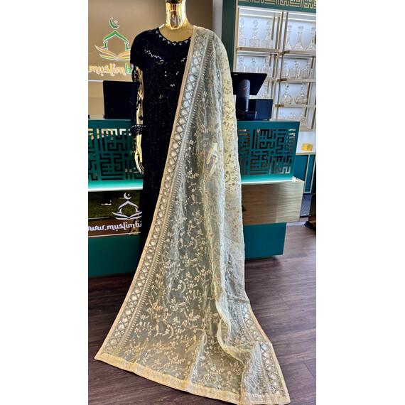 DUPATTA NET W GOLD SQ