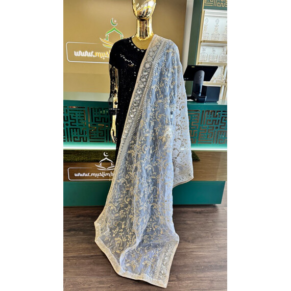 DUPATTA NET W GOLD SQ