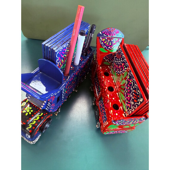 PAKISTANI TRUCK ART-6 COASTERS WITH 3 PEN HOLDERS