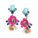 GOLD-TONE MIXED STONE FLOWER STATEMENT EARRINGS